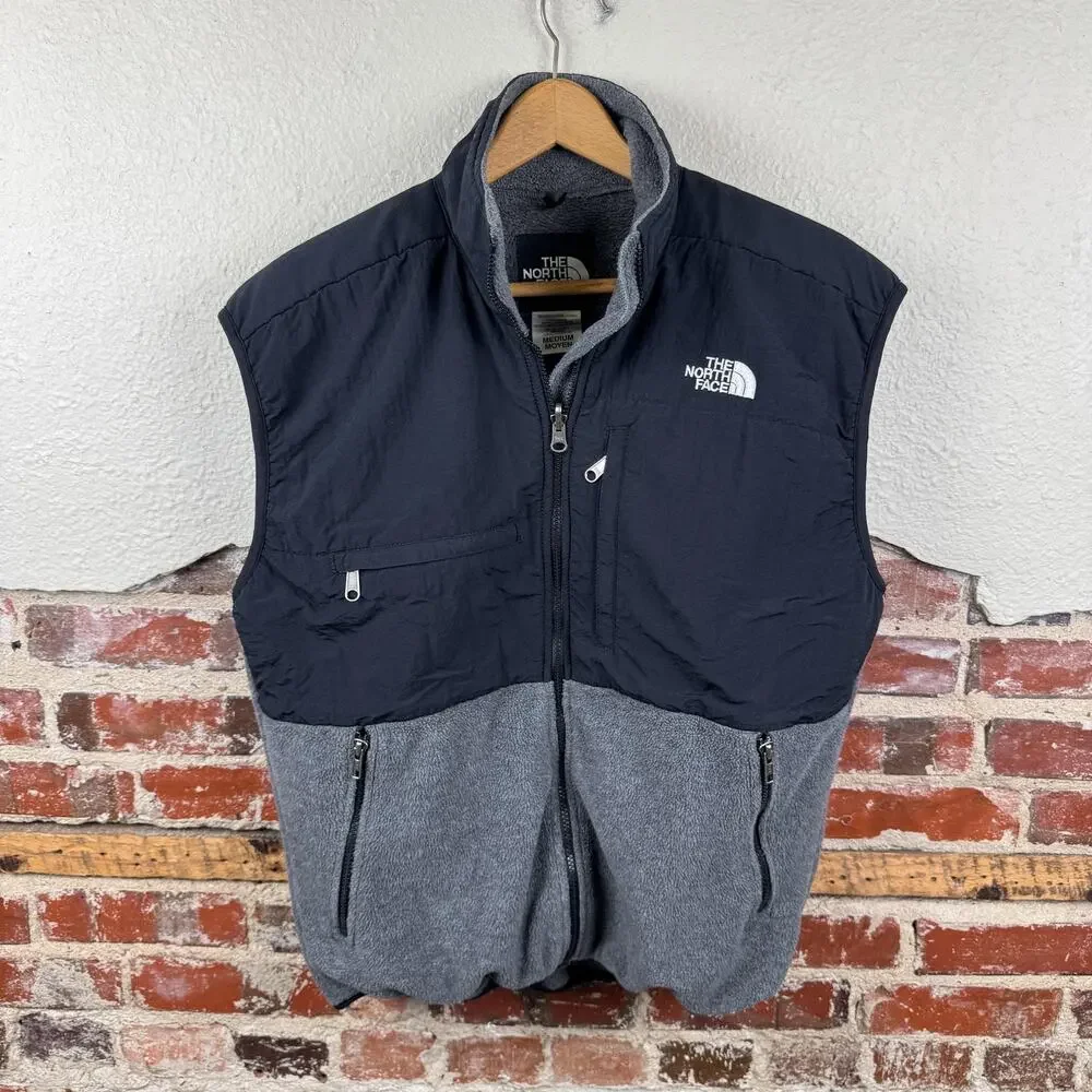 Vintage North Face Vest Mens Medium Grey Fleece Full Zip Outdoors Made USA